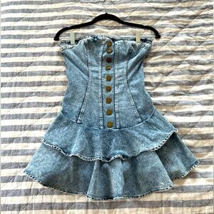 Denim strapless dress